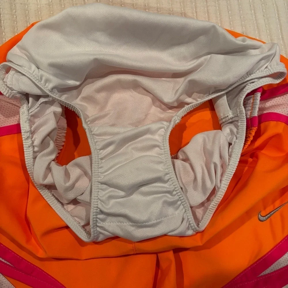 Nike Dri-Fit Women's Running Shorts Neon Orange Pink Lined Size XS 3